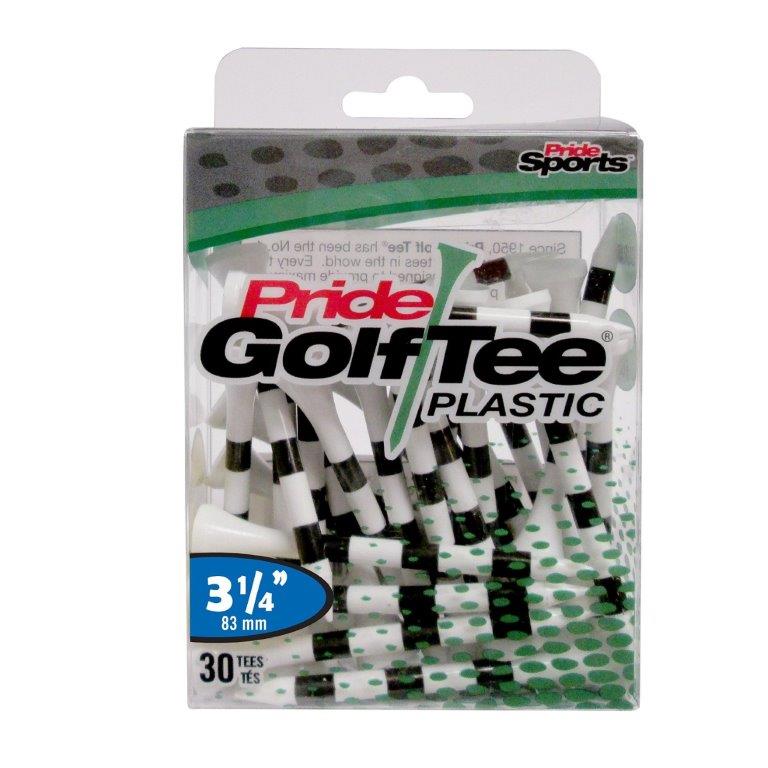 Pride Golf Tee's 3.25" BIAŁE W PASKI Plastik 30 sztuk