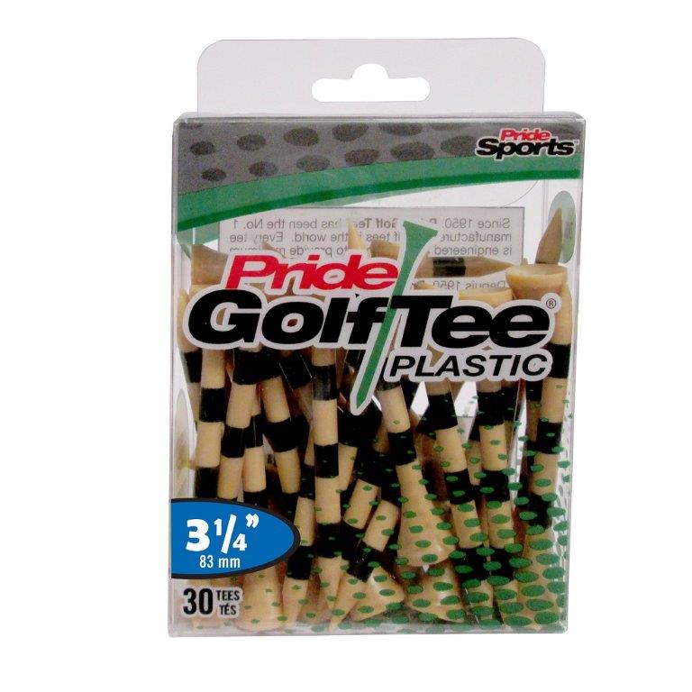 Pride Golf Tee's 3.25" NATURAL W PASKI Plastik 30 sztuk