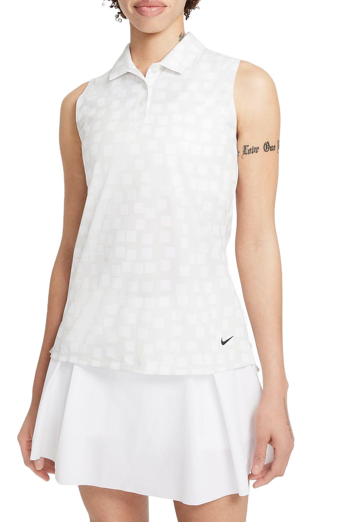 Polo bez rękawków Nike Dri-Fit Grind Print • Białe